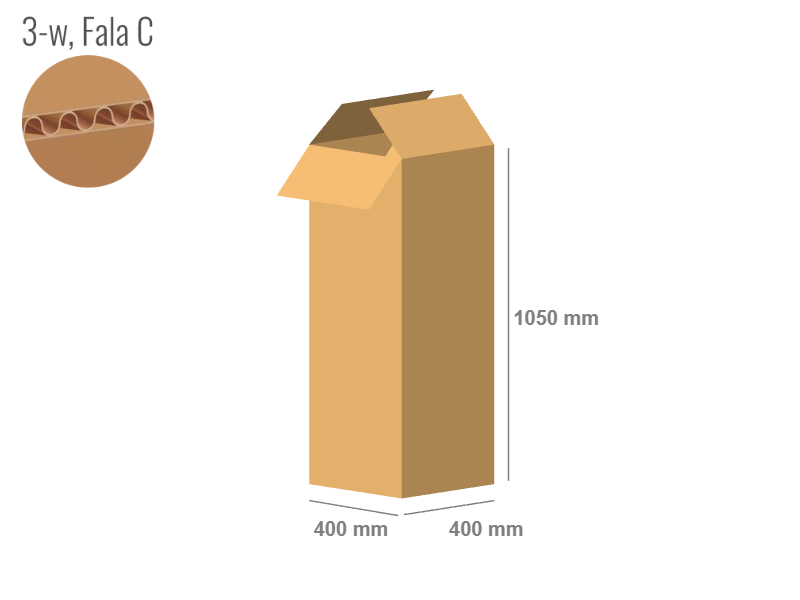 Karton 400x400x1050 - mit Klappen (FEFCO 201) - 1-wellig (3-Schicht)