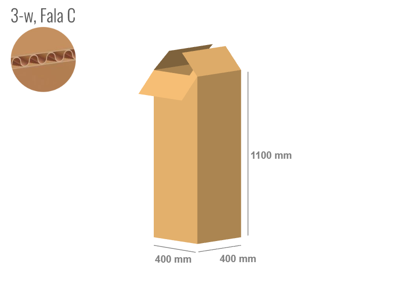 Karton 400x400x1100 - mit Klappen (FEFCO 201) - 1-wellig (3-Schicht)