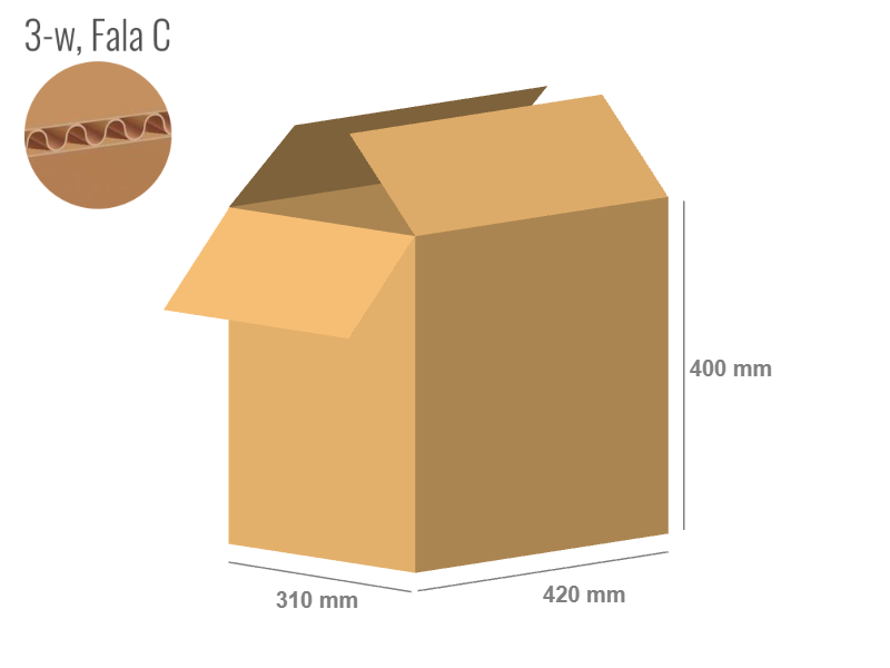 Karton 420x310x400 - mit Klappen (FEFCO 201) - 1-wellig (3-Schicht)