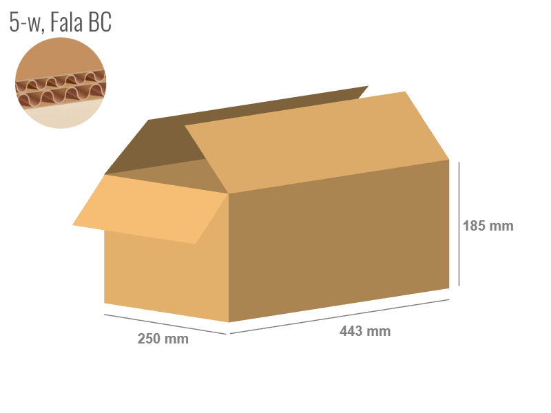 Karton 443x250x185 - mit Klappen (FEFCO 201) - 2-wellig (5-Schicht)