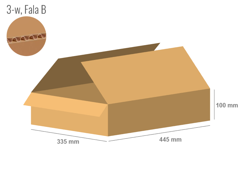 Karton 445x335x100 - mit Klappen (FEFCO 201) - 1-wellig (3-Schicht)