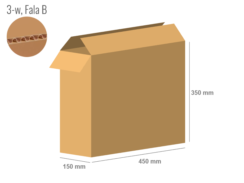 Karton 450x150x350 - mit Klappen (FEFCO 201) - 1-wellig (3-Schicht)