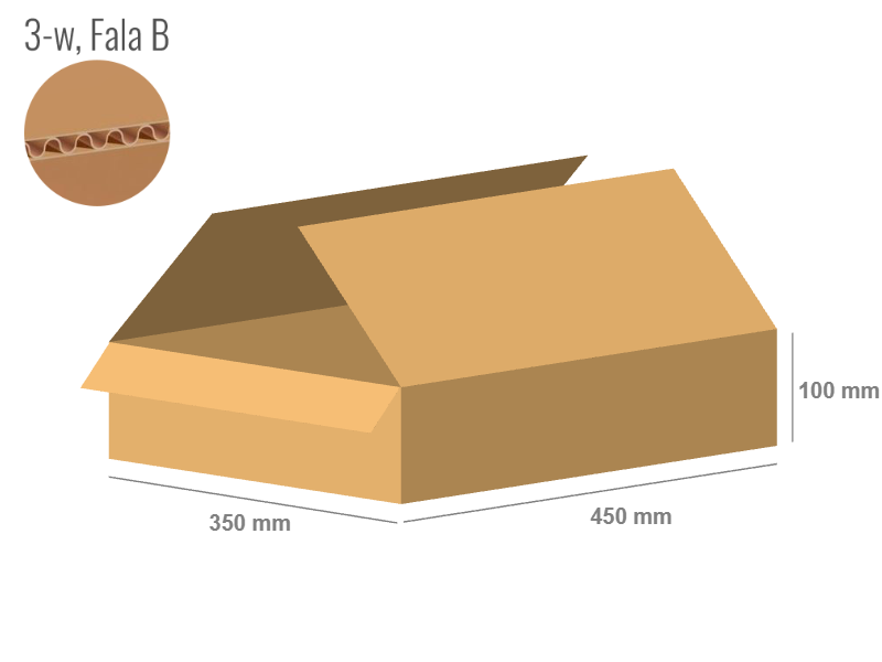 Karton 450x350x100 - mit Klappen (FEFCO 201) - 1-wellig (3-Schicht)