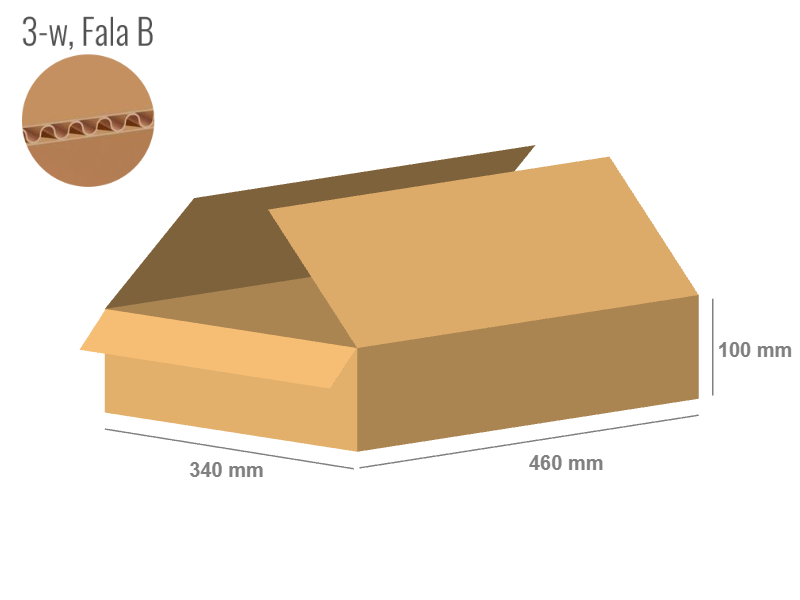 Karton 460x340x100 - mit Klappen (FEFCO 201) - 1-wellig (3-Schicht)