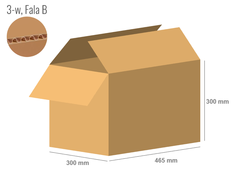 Karton 465x300x300 - mit Klappen (FEFCO 201) - 1-wellig (3-Schicht)