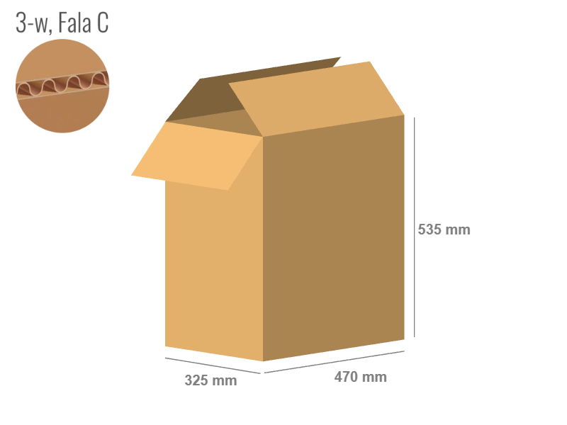 Karton 470x325x535 - mit Klappen (FEFCO 201) - 1-wellig (3-Schicht)