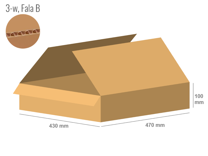 Karton 470x430x100 - mit Klappen (FEFCO 201) - 1-wellig (3-Schicht)