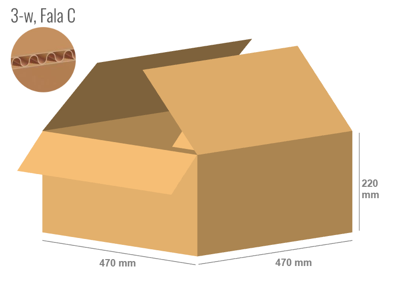 Karton 470x470x220 - mit Klappen (FEFCO 201) - 1-wellig (3-Schicht)