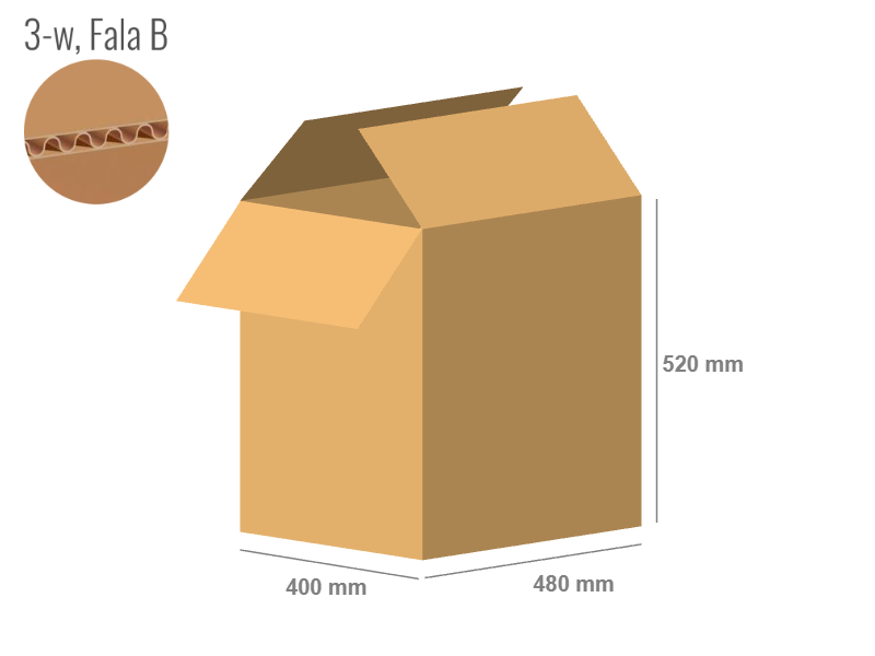 Karton 480x400x520 - mit Klappen (FEFCO 201) - 1-wellig (3-Schicht)