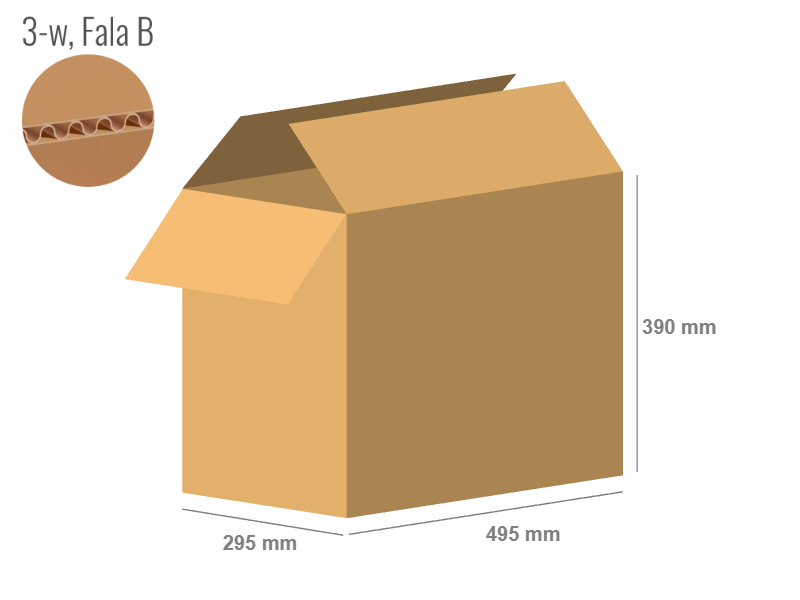 Karton 495x295x390 - mit Klappen (FEFCO 201) - 1-wellig (3-Schicht)