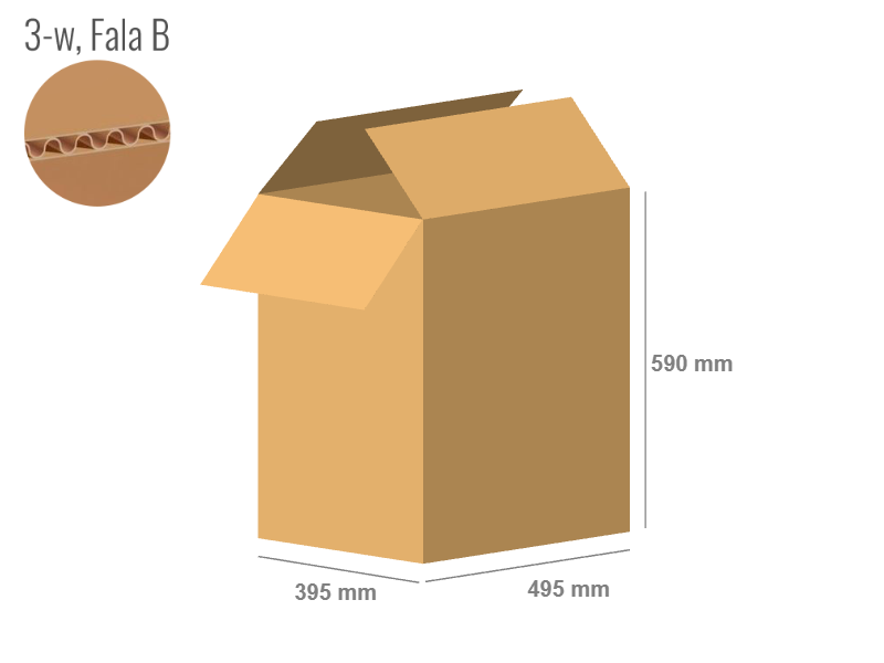 Karton 495x395x590 - mit Klappen (FEFCO 201) - 1-wellig (3-Schicht)