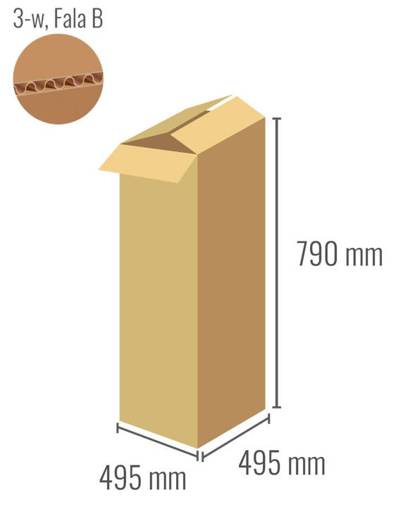 Karton 495x495x790 - mit Klappen (Fefco 201) - 3-Schicht (3w)