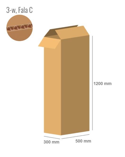 Karton 500x300x1200 - mit Klappen (FEFCO 201) - 1-wellig (3-Schicht)