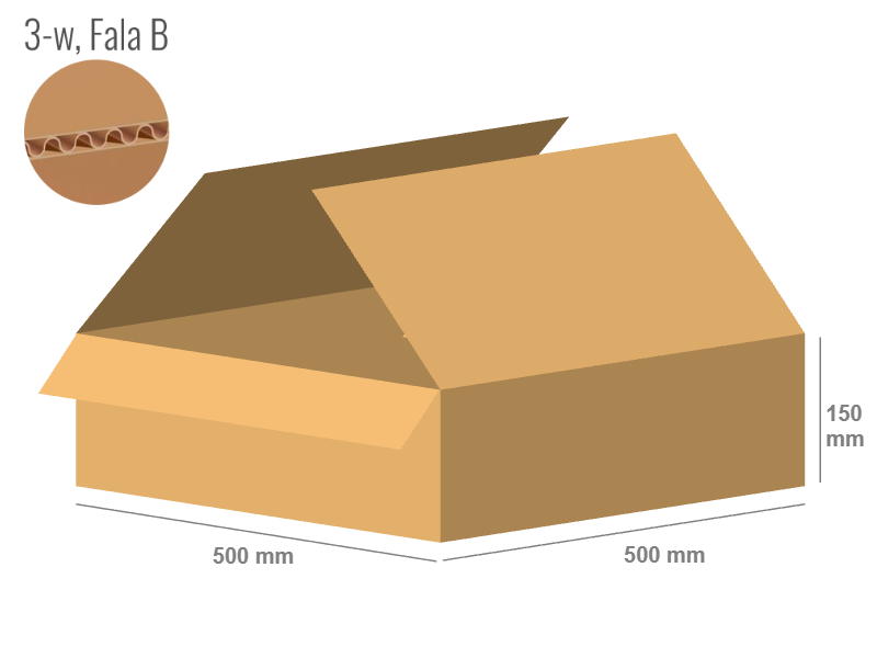 Karton 500x500x150 - mit Klappen (FEFCO 201) - 1-wellig (3-Schicht)