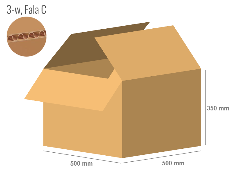 Karton 500x500x350 - mit Klappen (FEFCO 201) - 1-wellig (3-Schicht)