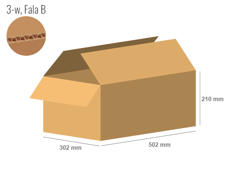 Karton 502x302x210 - mit Klappen (FEFCO 201) - 1-wellig (3-Schicht)