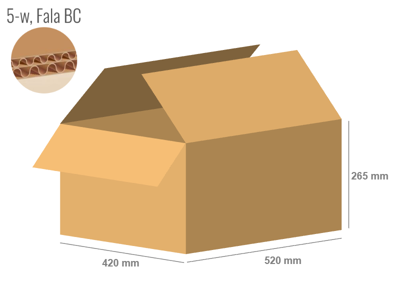 Karton 520x420x265 - mit Klappen (FEFCO 201) - 2-wellig (5-Schicht)