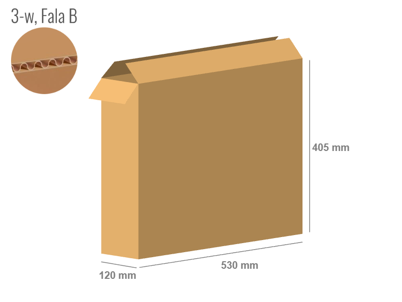 Karton 530x120x405 - mit Klappen (FEFCO 201) - 1-wellig (3-Schicht)