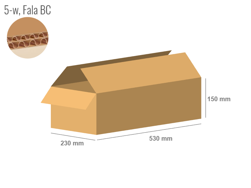 Karton 530x230x150 - mit Klappen (FEFCO 201) - 2-wellig (5-Schicht)