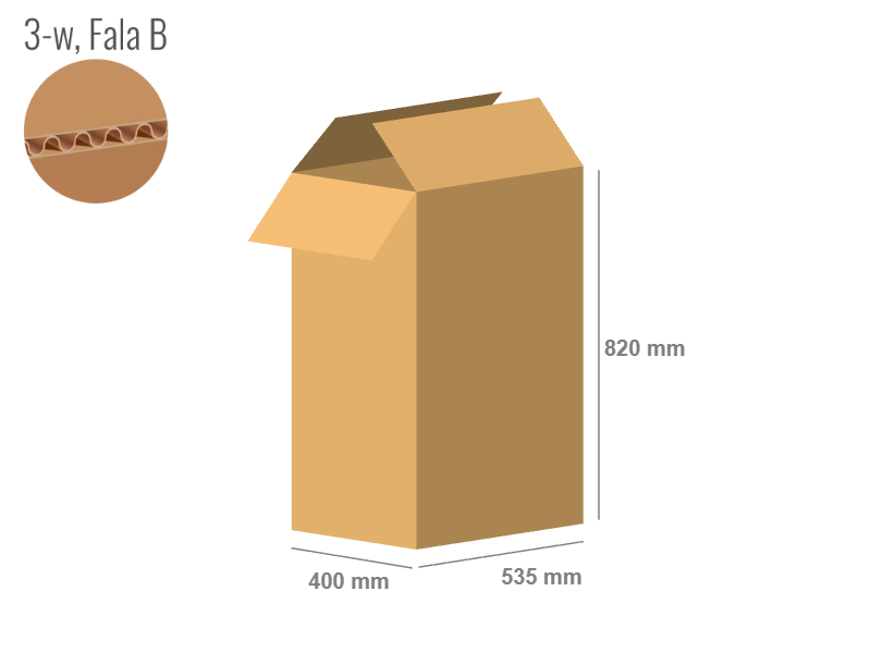 Karton 535x400x820 - mit Klappen (FEFCO 201) - 1-wellig (3-Schicht)