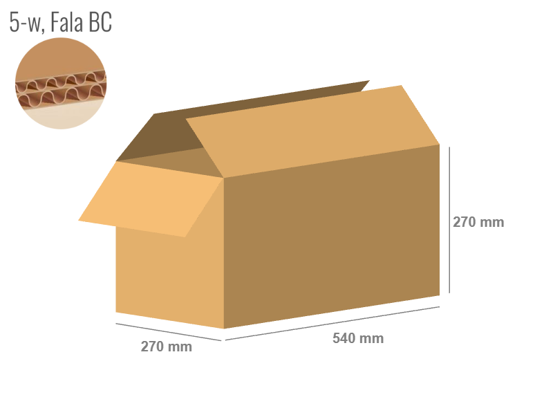 Karton 540x270x270 - mit Klappen (FEFCO 201) - 2-wellig (5-Schicht)