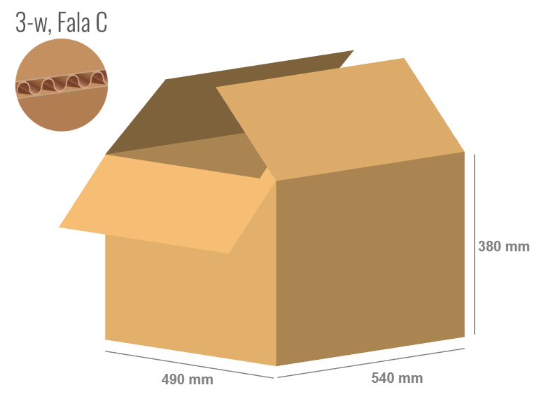 Karton 540x490x380 - mit Klappen (FEFCO 201) - 1-wellig (3-Schicht)