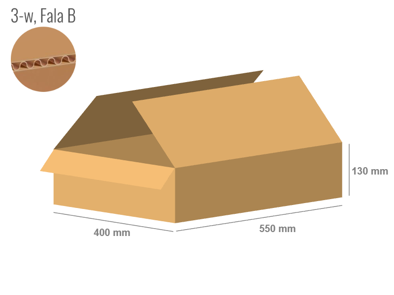 Karton 550x400x130 - mit Klappen (FEFCO 201) - 1-wellig (3-Schicht)