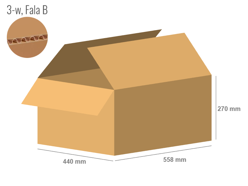 Karton 558x440x270 - mit Klappen (FEFCO 201) - 1-wellig (3-Schicht)