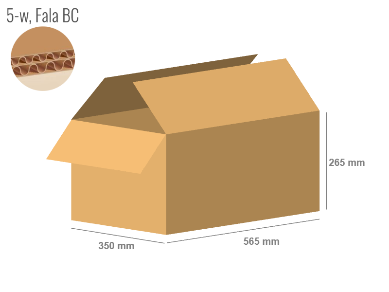 Karton 565x350x265 - mit Klappen (FEFCO 201) - 2-wellig (5-Schicht)