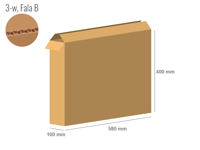 Karton 580x100x400 - mit Klappen (FEFCO 201) - 1-wellig (3-Schicht)