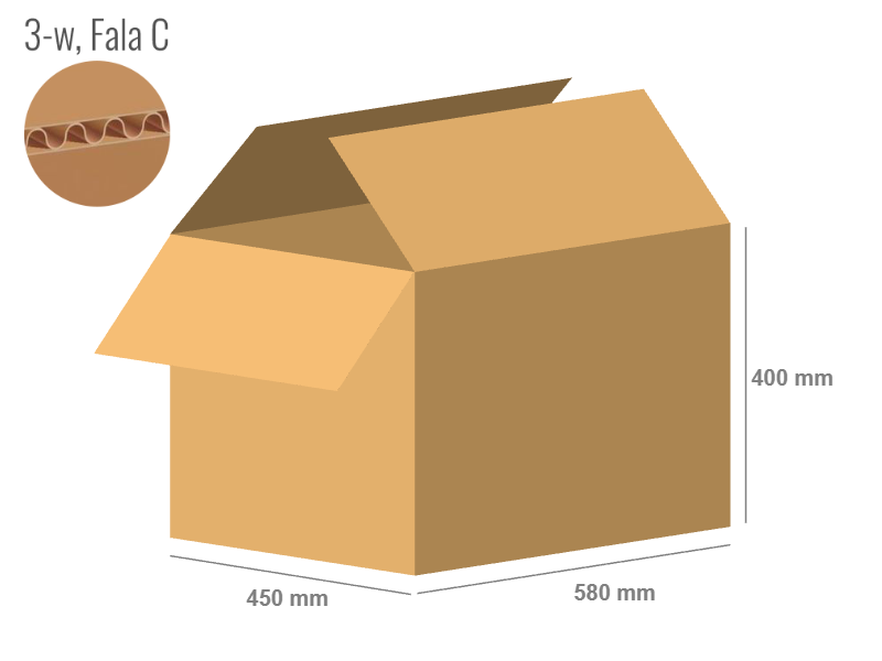 Karton 580x450x400 - mit Klappen (FEFCO 201) - 1-wellig (3-Schicht)