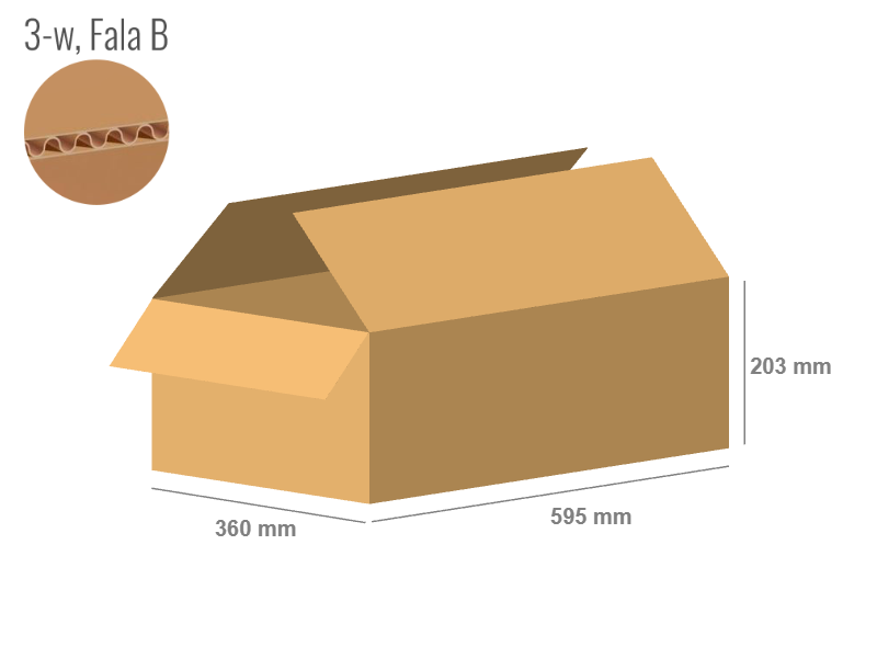 Karton 595x360x203 - mit Klappen (FEFCO 201) - 1-wellig (3-Schicht)