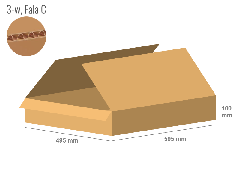 Karton 595x495x100 - mit Klappen (FEFCO 201) - 1-wellig (3-Schicht)