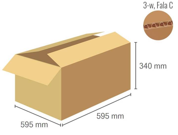 Karton 595x595x340 - mit Klappen (Fefco 201) - 3-Schicht (3w)