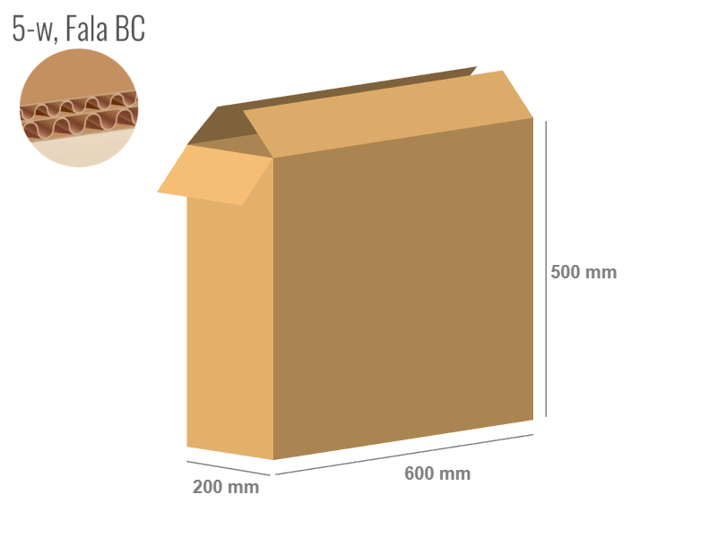 Karton 600x200x500 - mit Klappen (FEFCO 201) - 2-wellig (5-Schicht)