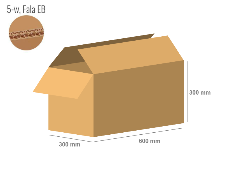 Karton 600x300x300 - mit Klappen (FEFCO 201) - 2-wellig (5-Schicht)