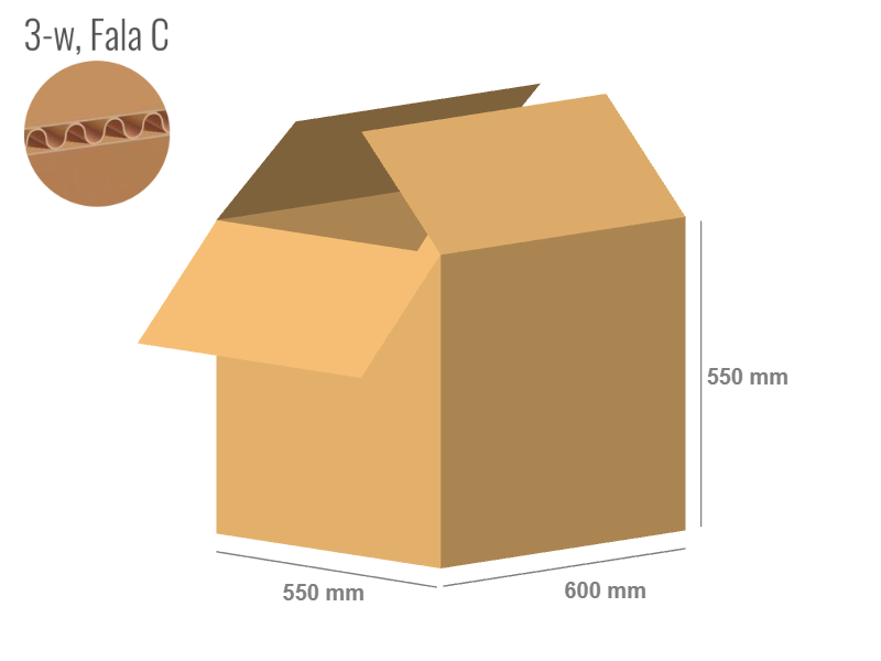 Karton 600x550x550 - mit Klappen (FEFCO 201) - 1-wellig (3-Schicht)