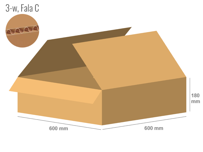 Karton 600x600x180 - mit Klappen (FEFCO 201) - 1-wellig (3-Schicht)