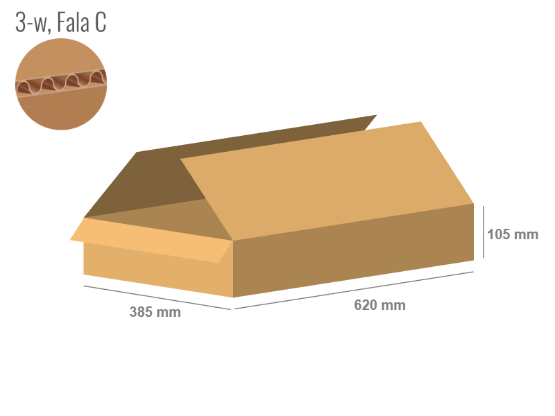 Karton 620x385x105 - mit Klappen (FEFCO 201) - 1-wellig (3-Schicht)