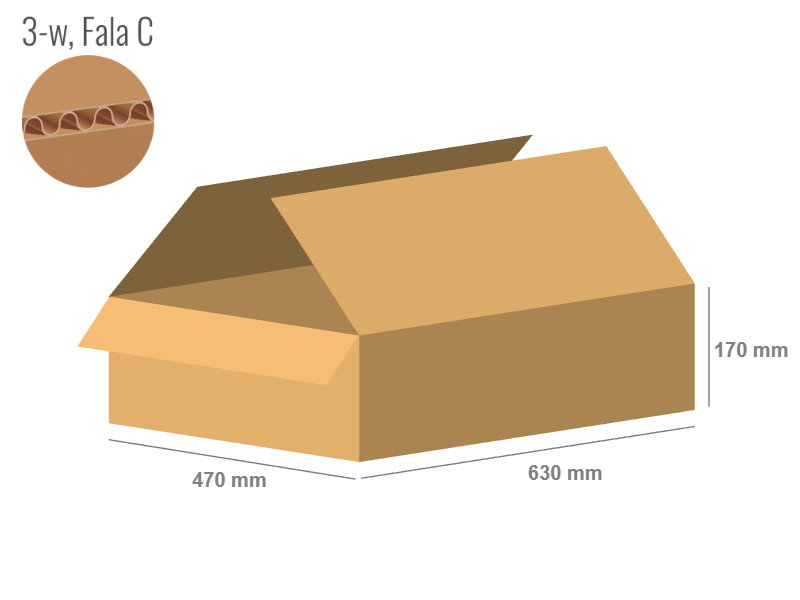 Karton 630x470x170 - mit Klappen (FEFCO 201) - 1-wellig (3-Schicht)