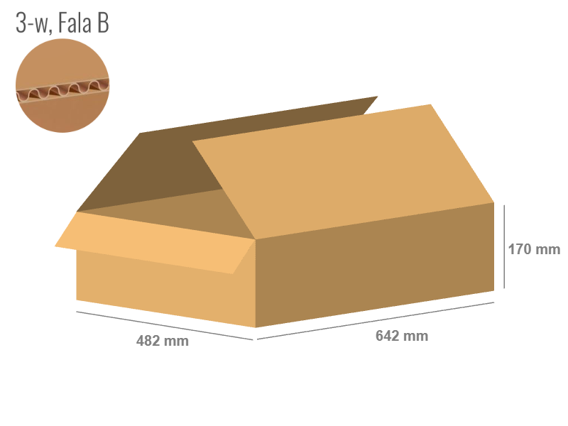 Karton 642x482x170 - mit Klappen (FEFCO 201) - 1-wellig (3-Schicht)