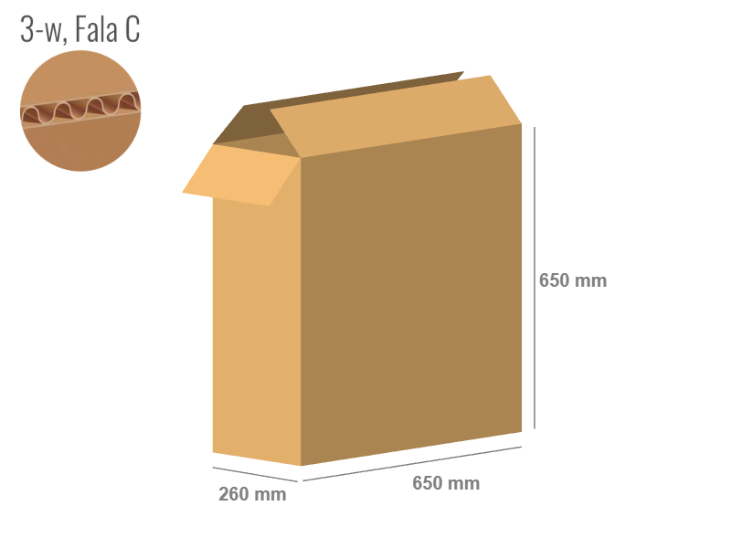 Karton 650x260x650 - mit Klappen (FEFCO 201) - 1-wellig (3-Schicht)