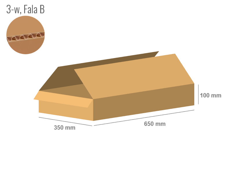 Karton 650x350x100 - mit Klappen (FEFCO 201) - 1-wellig (3-Schicht)