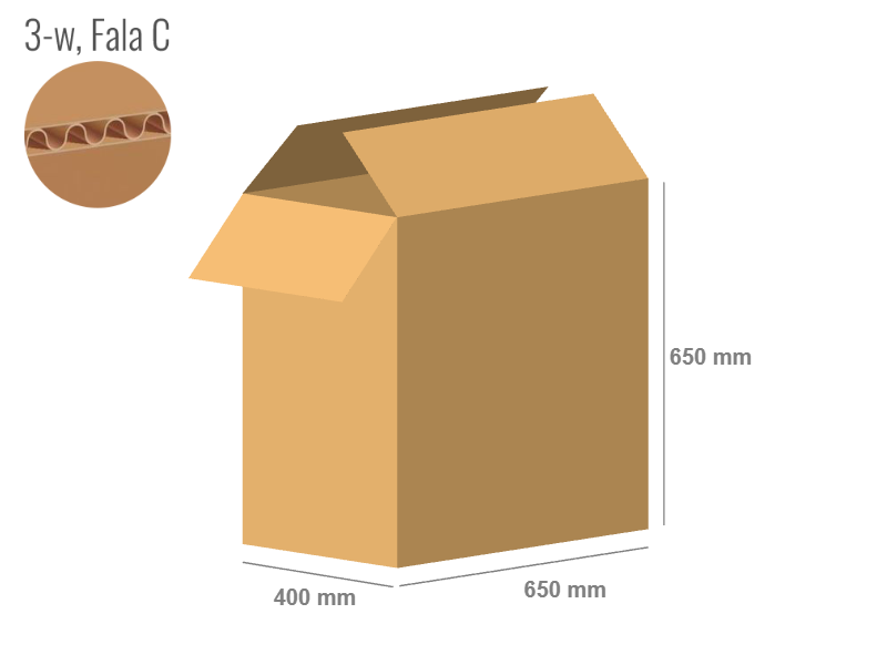 Karton 650x400x650 - mit Klappen (FEFCO 201) - 1-wellig (3-Schicht)