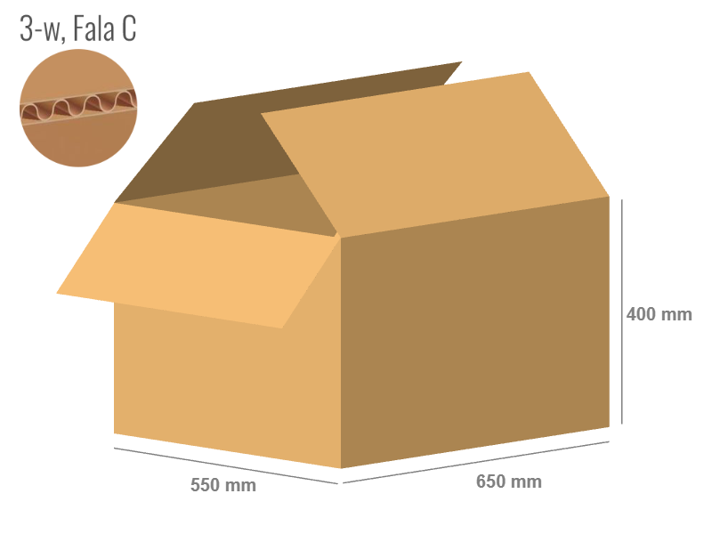 Karton 650x550x400 - mit Klappen (FEFCO 201) - 1-wellig (3-Schicht)