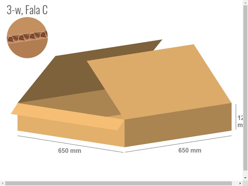 Karton 650x650x120 - mit Klappen (FEFCO 201) - 1-wellig (3-Schicht)