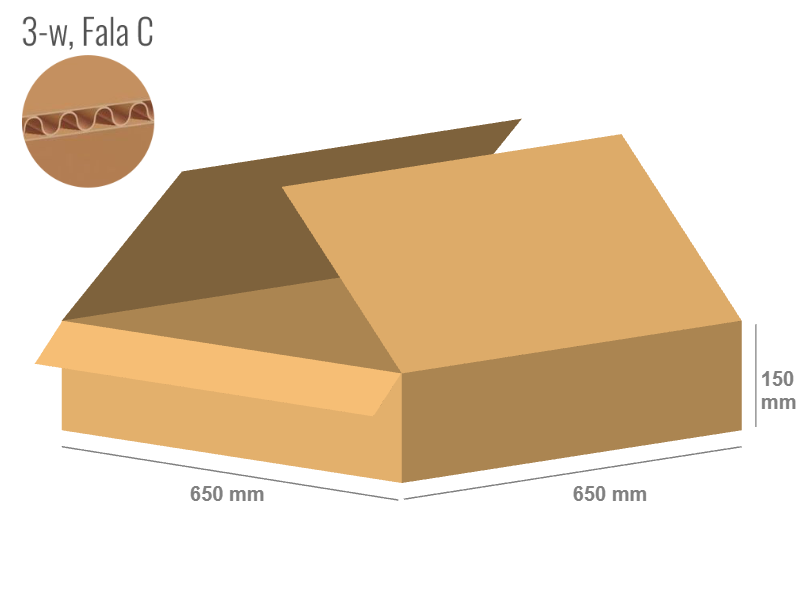 Karton 650x650x150 - mit Klappen (FEFCO 201) - 1-wellig (3-Schicht)