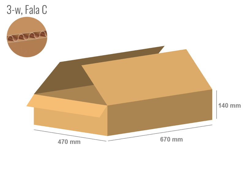 Karton 670x470x140 - mit Klappen (FEFCO 201) - 1-wellig (3-Schicht)