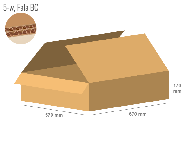 Karton 670x570x170 - mit Klappen (FEFCO 201) - 2-wellig (5-Schicht)