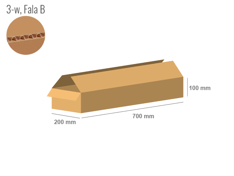 Karton 700x200x100 - mit Klappen (FEFCO 201) - 1-wellig (3-Schicht)